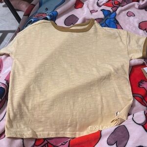 Kids Yellow T-Shirt with Brown Trim